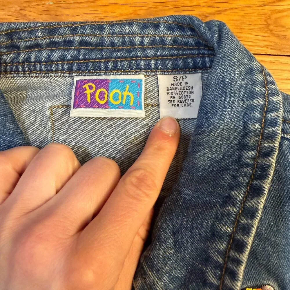 Vintage Disney Winnie the Pooh 100 Acre Collection Embroidered Denim Vest Small
